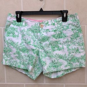 Lilly Pulitzer Kelly Green and White Cotton Garden Party Shorts Sz 6
